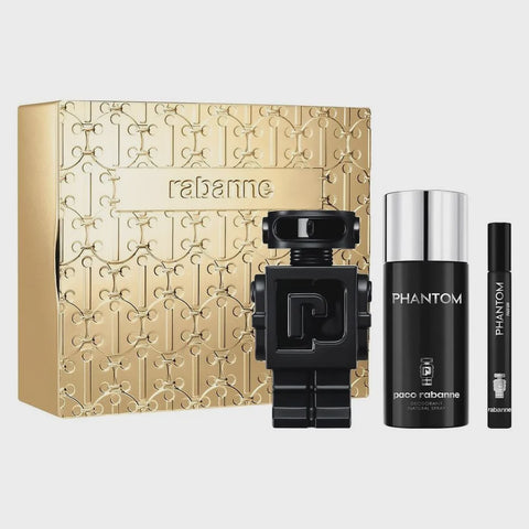 Phantom Parfum Paco Rabanne Men Set 3.4oz EDP & 5oz Deodorant & .34oz EDP