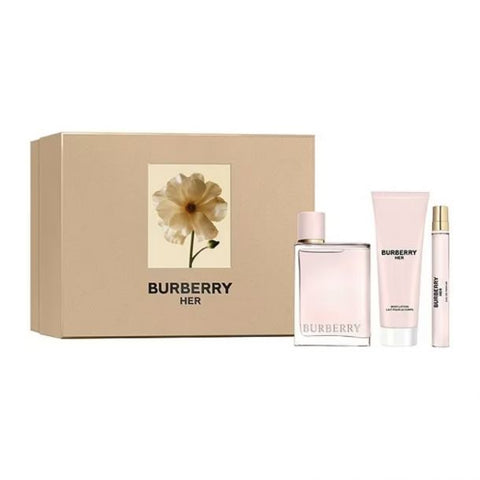 Burberry Her Women Set 3.3oz EDP  & 2.5oz Body Lotion & .34oz EDP