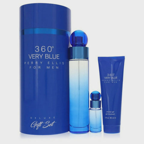 360 Very Blue Men Set 3.4oz EDT & 3oz SG & .25oz Mini