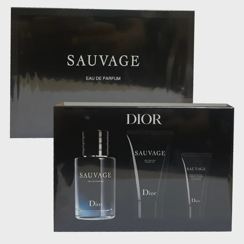 Sauvage Eau de Parfum 2oz EDP & 1.7oz SG & .67oz Moisturizer